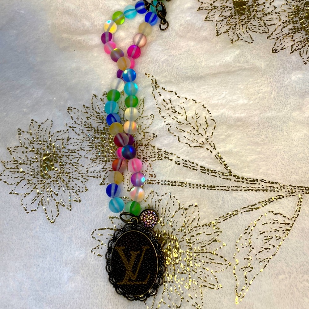Handmade lv recycled necklace